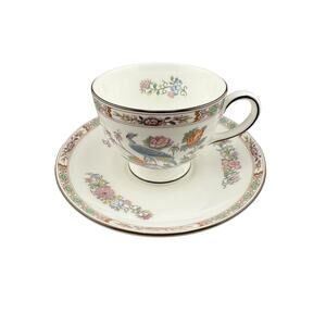 Vintage Wedgwood Bone China Cup & Saucer Kutani Crane Pattern